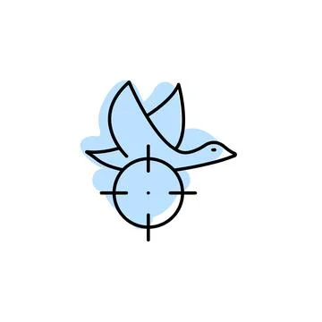 Duck, hunter with color shadow vector icon in adventure set Stock Illustration