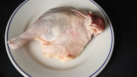 Duck leg raw meat poultry tasty snack fresh gourmet food background Stock Footage 329849057