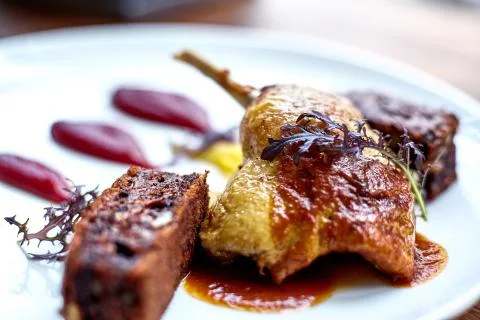 Duck Legs with Mashed Potato. Stock Photos