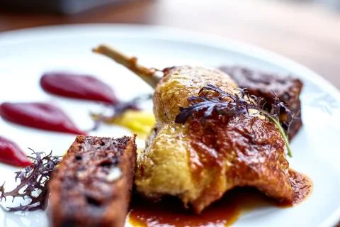 Duck Legs with Mashed Potato. Stock Photos