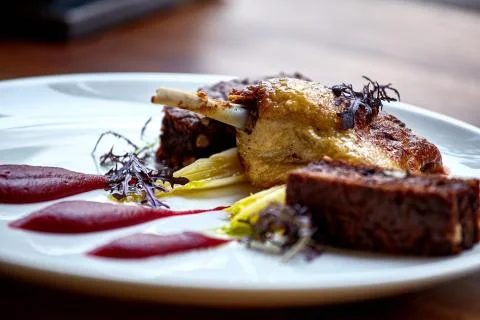 Duck Legs with Mashed Potato. Stock Photos