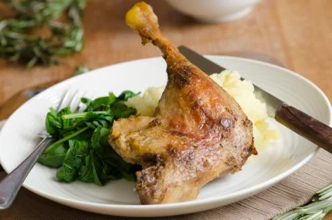 Duck with mashed potatoes Stock Photos