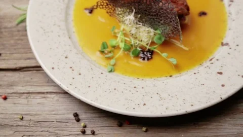 Duck meat cooked on a barbecue in curry sauce. Fried duck meat in sauce. Stock Footage 80990942