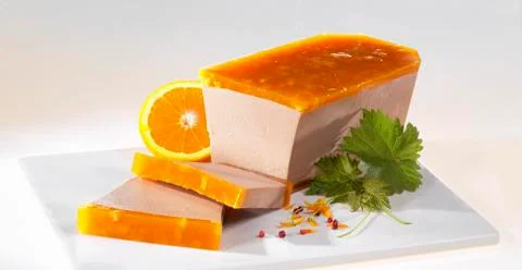 Duck pate with orange Stock Photos