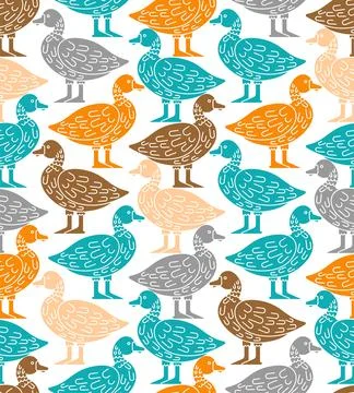 Duck pattern seamless. Drake background. Baby fabric texture Stock Illustration