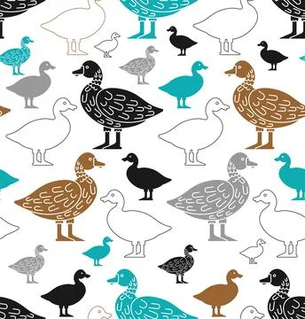 Duck pattern seamless. Drake background. Baby fabric texture Stock Illustration