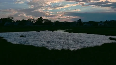Duck Pond Sunset Stock Footage 256207899