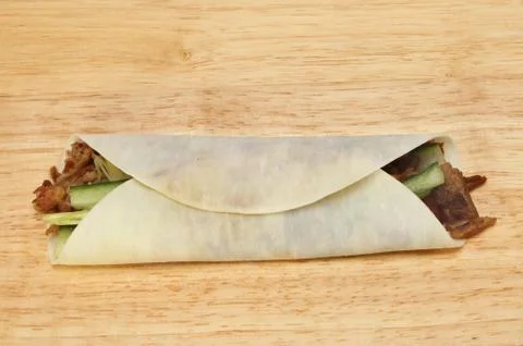 Duck roll on board Stock Photos