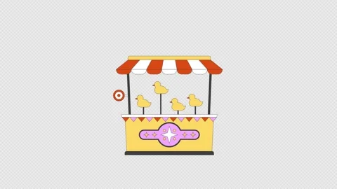 Duck shooting carnival game booth 2D cartoon object animation Stock Footage 311918600