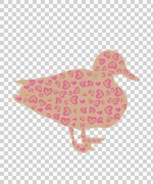 Duck Silhouette Profile Facing Right standing black bird Stock Illustration