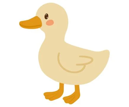 Duck Single cute on White background, vector illustration in flat style Kawaii Illustrazione stock