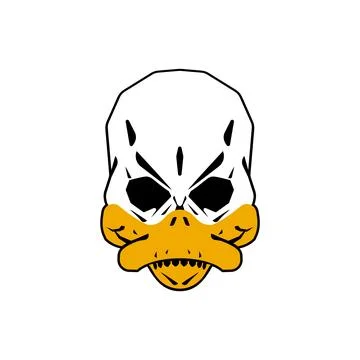 Duck skull with detailed bone structure, symbolizing nature, decay, and ana.. Illustrazione stock