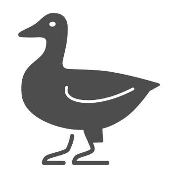 Duck solid icon, Farm animals concept, domestic fowl sign on white background Illustrazione stock