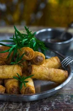 Duck spring rolls Foto stock