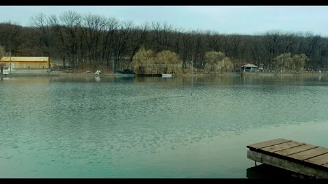 Duck Swiming in Early Spring Ciric Lake Stock Footage 266737357