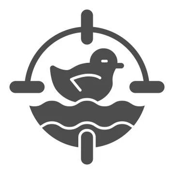Duck toy in shooting range solid icon, Amusement park concept, shoot duck sign Stockillustratie