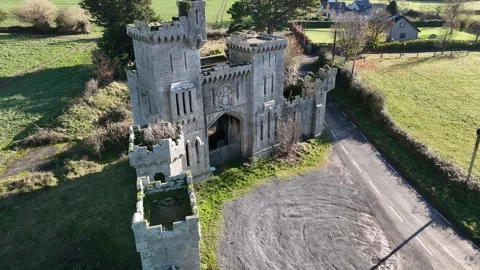 Duckett's Grove Stone Gate and Estate Ruins Aerial View 4K Stock Footage 333925730