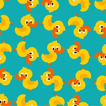 Duckling pattern seamless. Duck background. Water bird vector ornament. Baby  Stock Illustration