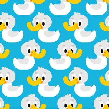 Duckling pattern seamless. Duck background. Water bird vector ornament. Baby  Stock Illustration