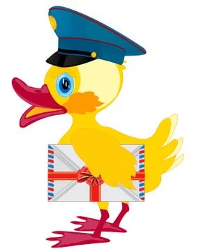 Duckling postman with envelope Stock Illustration