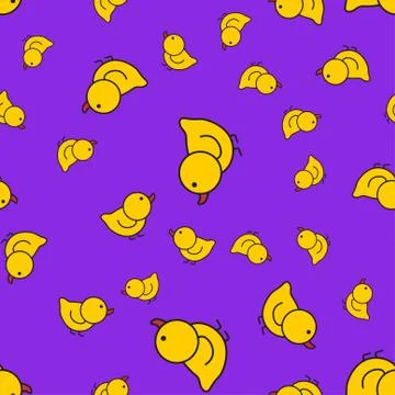 Ducklings seamless pattern in cartoon style Stock Illustration