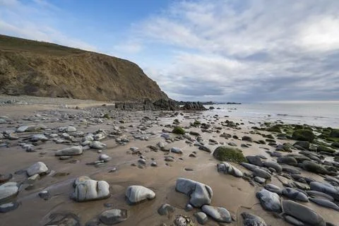 Duckpool beach on the Cornwall coast Foto stock