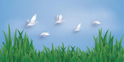 The ducks are flying into the sky. Stock Illustration
