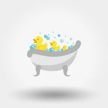Ducks in the bath. Icon. Vector. Flat. Stock Illustration