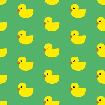 Ducks pattern on green background Stock Illustration