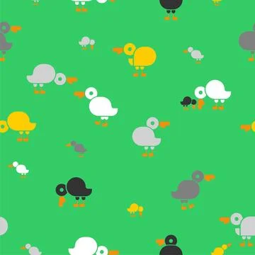 Ducks set pattern seamless. Duck background. Farm birds texture. Baby fabri.. Stock Illustration
