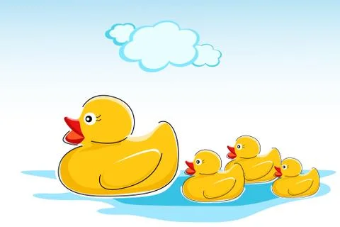 Ducks in water Illustrazione stock