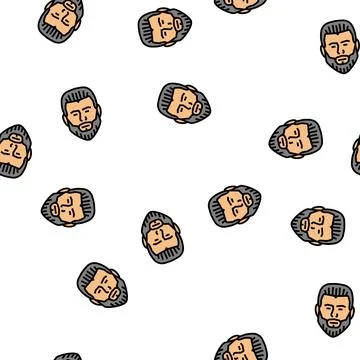 Ducktail beard hair style vector seamless pattern Stock Illustration