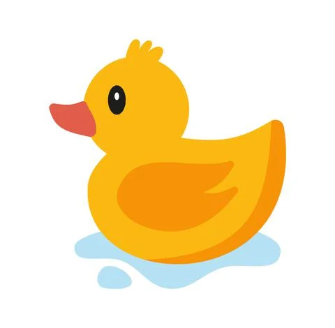 Ducky bath toy flat vector color icon for apps and websites Stock Illustration