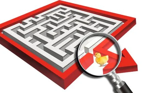 Ducky in a maze. Illustrazione stock