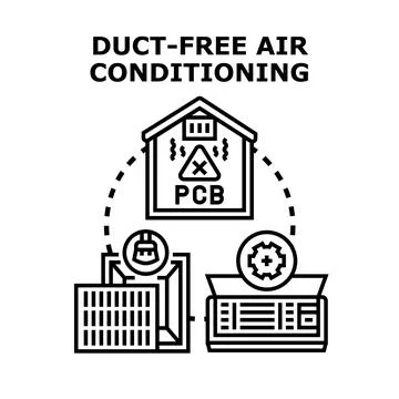 Duct free air conditioning system maintenance and toxic pcb risk Stockillustratie