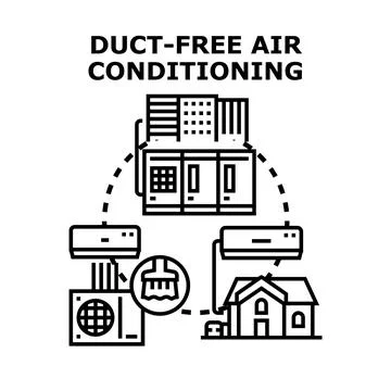 Duct free air conditioning system concept vector Stock Illustration