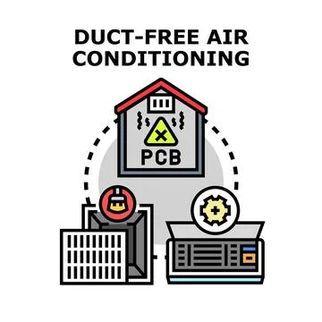 Duct free air conditioning system maintenance and toxic pcb risk Stock Illustration