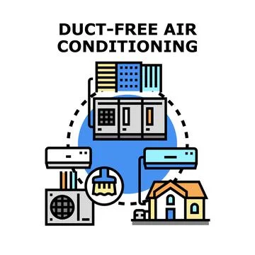 Duct free air conditioning system concept vector Stock Illustration