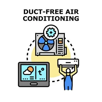 Duct free air conditioning system installation and maintenance Stock Illustration