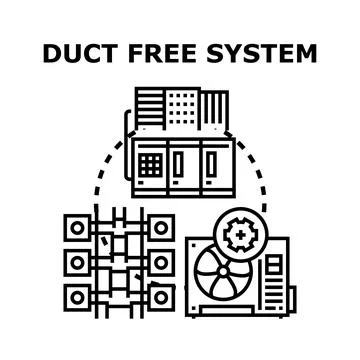 Duct free system for climate control installation Stock Illustration