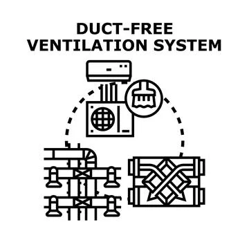 Duct free ventilation system concept for air conditioning Ilustración de archivo