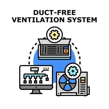 Duct free ventilation system concept with smart control technology Stock Illustration
