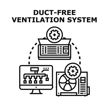 Duct free ventilation system concept with smart control technology Stock Illustration
