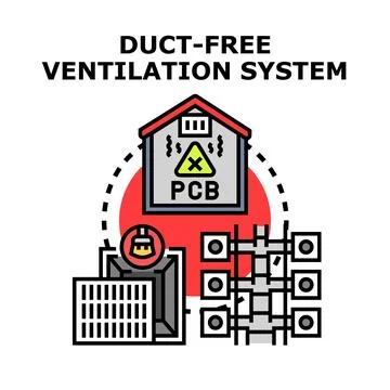 Duct free ventilation system concept for indoor air quality Stock Illustration
