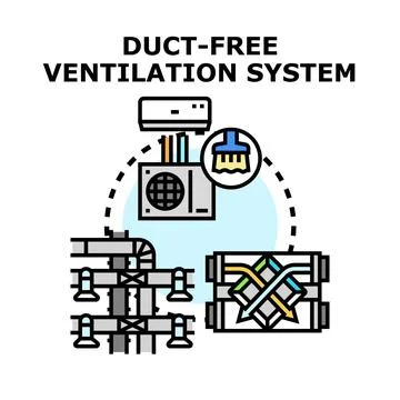 Duct free ventilation system concept for air conditioning Ilustración de archivo