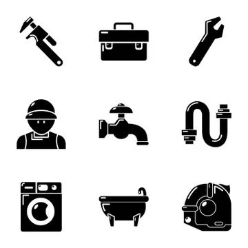 Duct icons set, simple style Stock Illustration