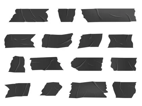 Duct tape, isolated vector black adhesive stripes Stock Illustration