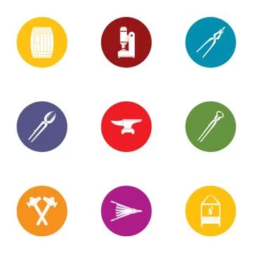 Ductile icons set, flat style Ilustración de archivo