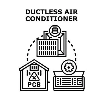 Ductless air conditioner concept with system maintenance Stock Illustration