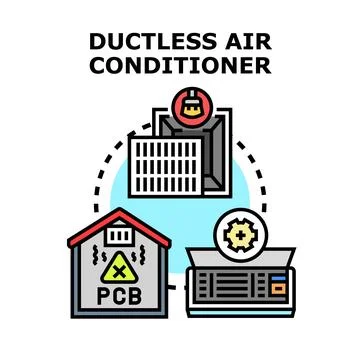 Ductless air conditioner concept with system maintenance Stock Illustration